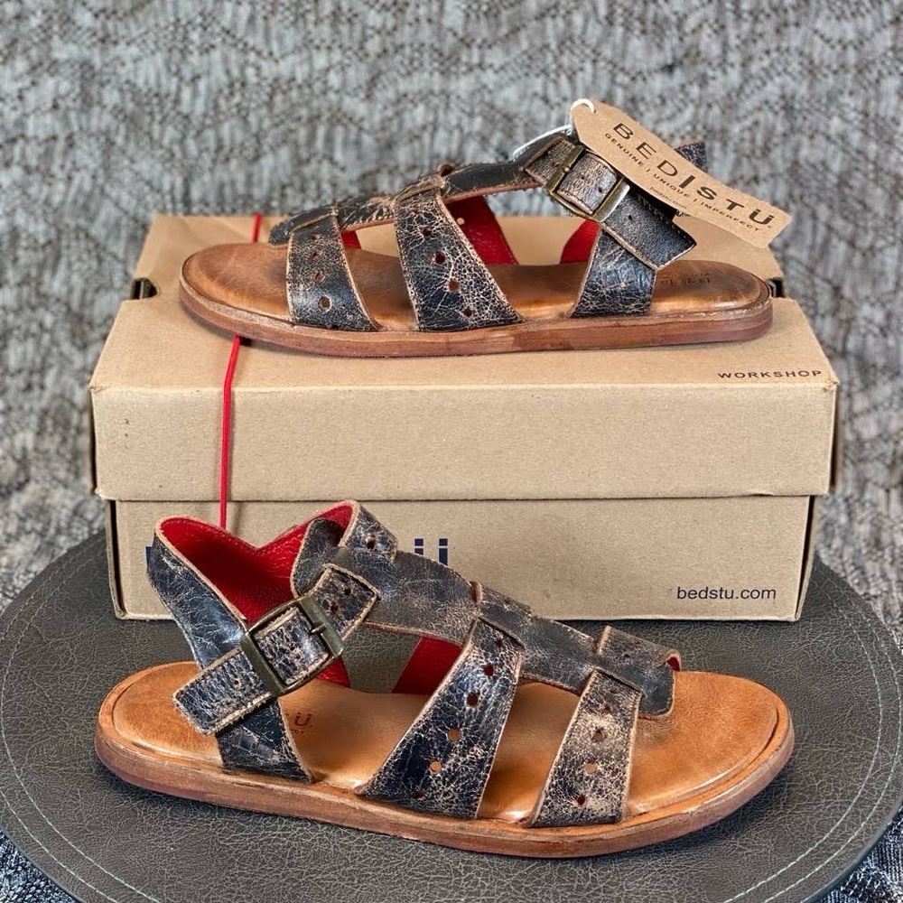 Bedstu Bed Stu Sue black leather sandals new in box